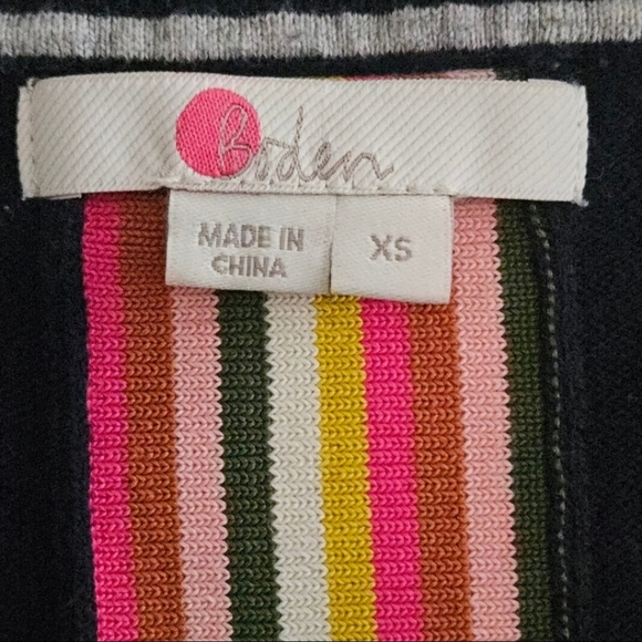 Boden Navy Cardigan with Multicolor Striped Cuffs Women's Size Xsmall - Picture 11 of 14